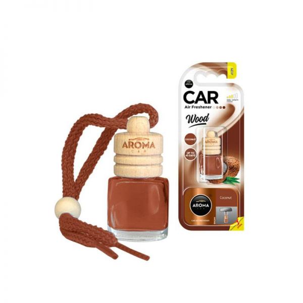 Auto - Moto Care Products - Αρωματικό Αυτοκινήτου Κρεμαστό Μπουκαλάκι Με Ξύλινο Καπάκι Aroma 6ml Με Άρωμα Καρύδα