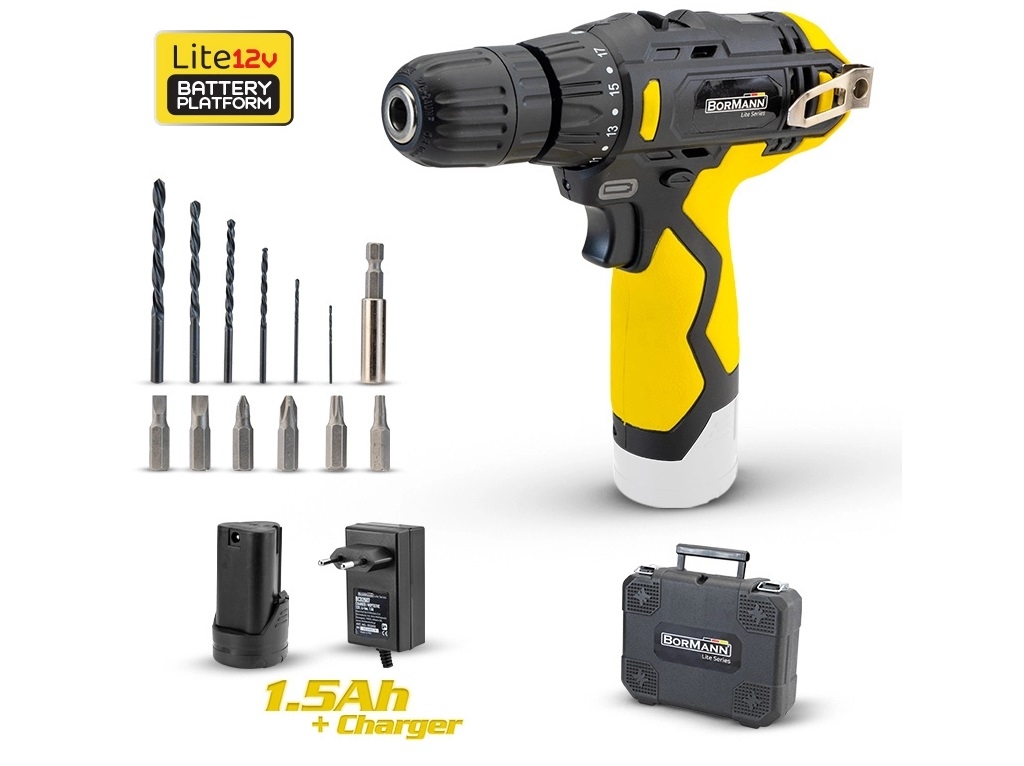 Cordless Power Tools - Bormann Lite BCD2010 Drill Driver Battery 12V 1x1.5Ah