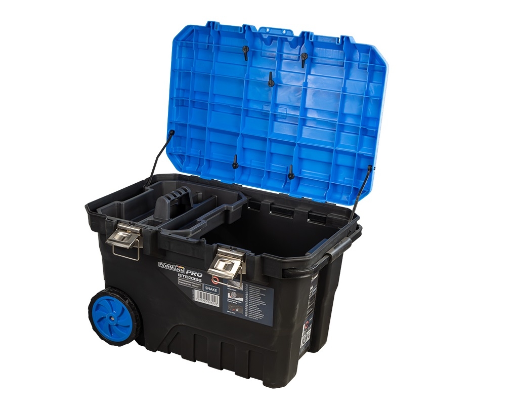 Storage  - BORMANN Pro BTB3356 Εργαλειοθήκη Πλαστική "Snake" με Ρόδες,Τηλεσκοπική Λαβή & Ταμπακέρα