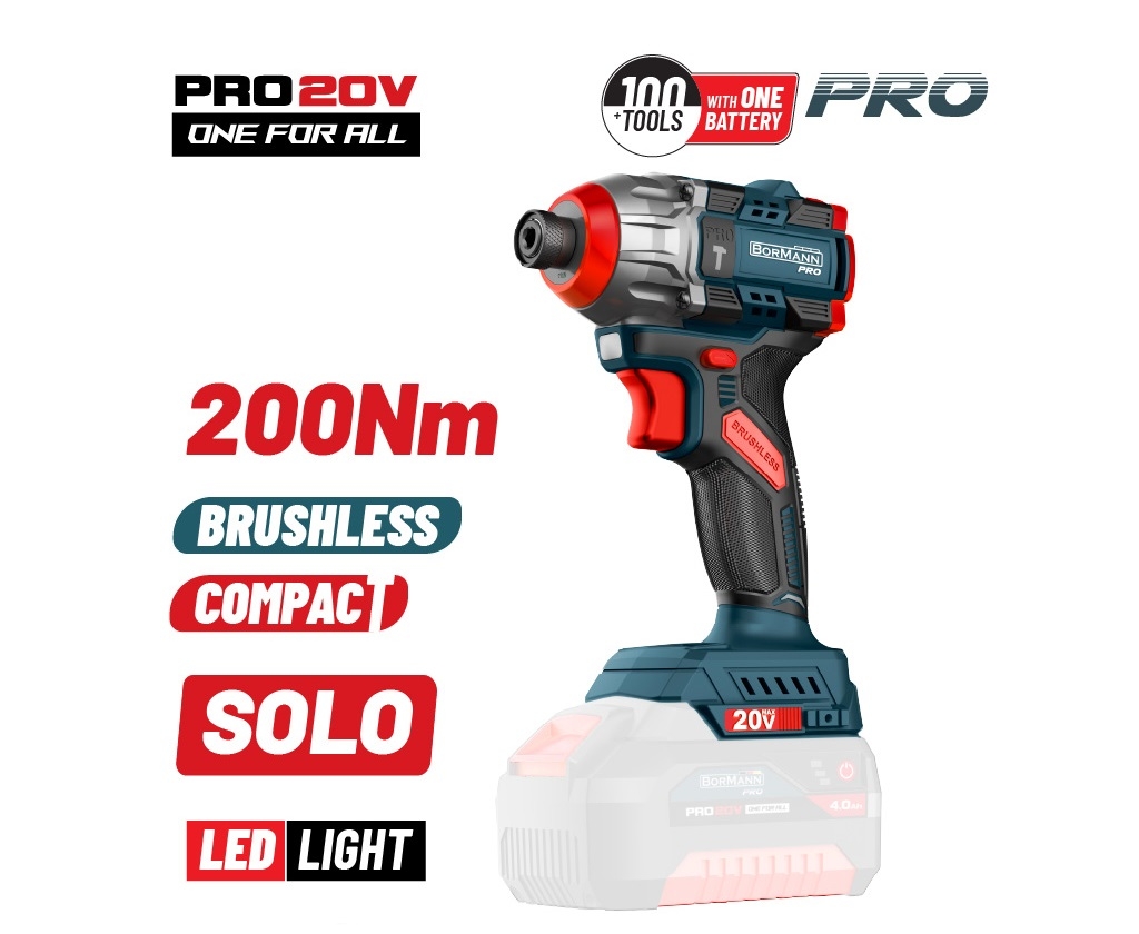 Εργαλεία μπαταρίας - BORMANN Pro BBP5410 Παλμικό Κατσαβίδι Compact Brushless Μπαταρίας 20V,Li-Ion,200Nm SOLO
