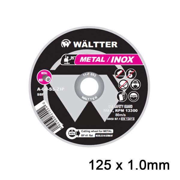 Accessories - Consumables - Δίσκοι Κοπής Σιδήρου / INOX WALTTER 125x1.0mm