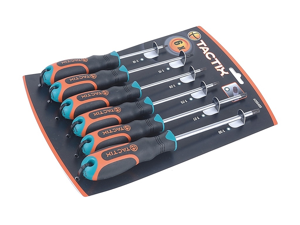 Hand Tools - Tactix - 6 PC SCREWDRIVER SET, non-slip grip