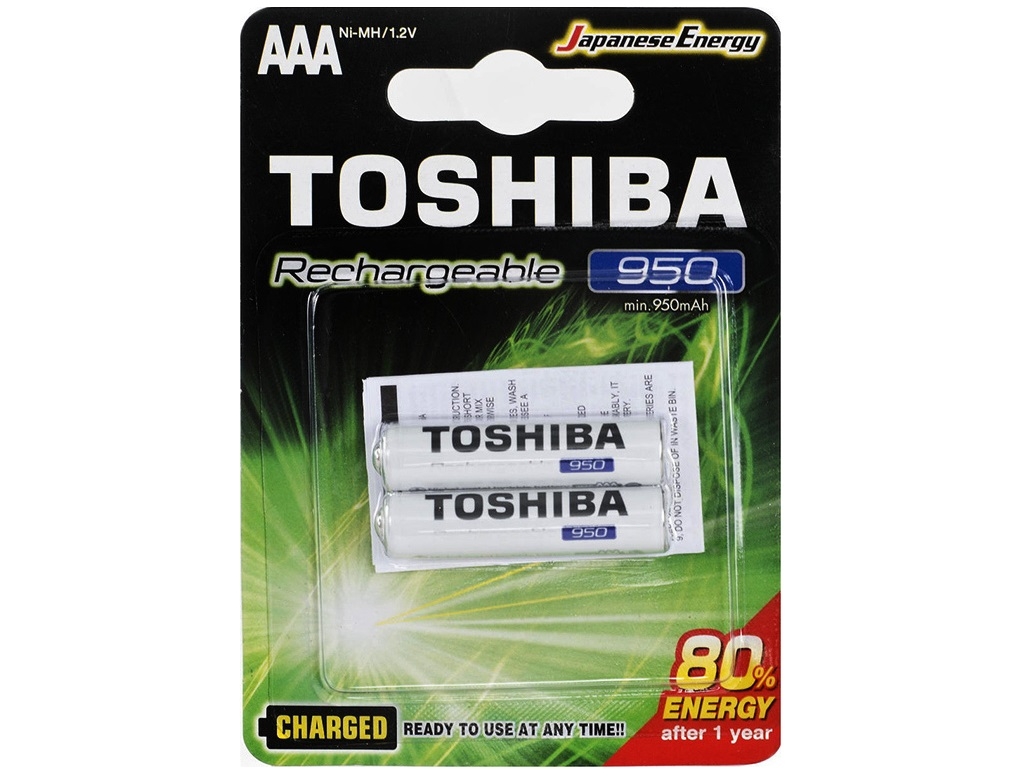 Accessories - Consumables - Toshiba - Rechargeable Batteries AAA Ni-MH 950mAh 1.2V 2pcs