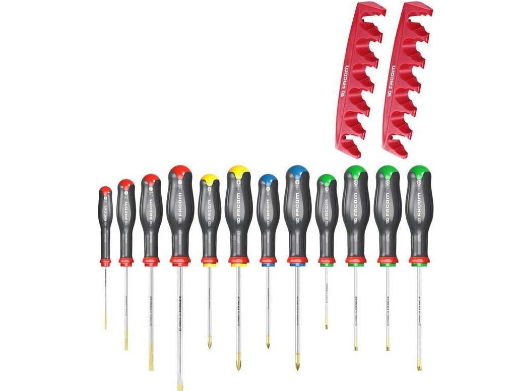 Hand Tools - Facom - Screwdriver set 12pcs + 2 bases