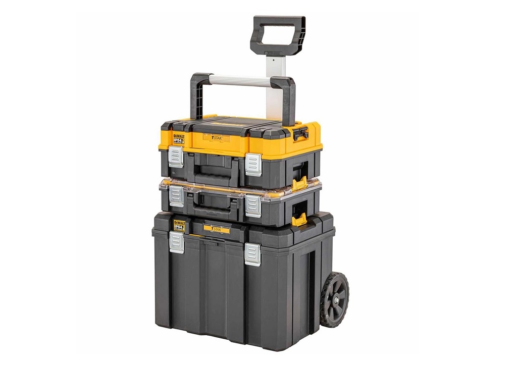 Storage  - Dewalt 3 Section Plastic Wheeled Tool Box with TStak 2.0 Tool Box