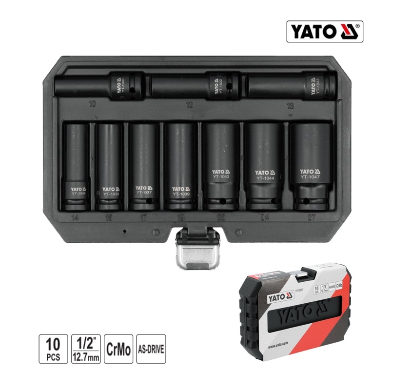 Hand Tools - ΚΑΡΥΔΑΚΙΑ ΑΕΡΟΣ ΜΑΚΡΥ 1/2 ΣΕΤ 10ΤΕΜ YT-10557