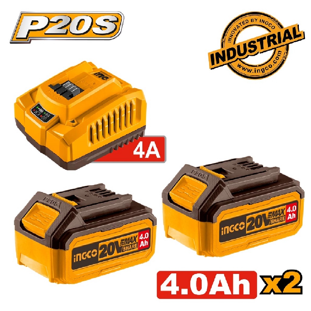 Εξαρτήματα - Αναλώσιμα - Μπαταρίες 2 τεμ. 4.0Ah + 1 τεμ. Φορτιστής 4Α Σετ 3 τεμ.