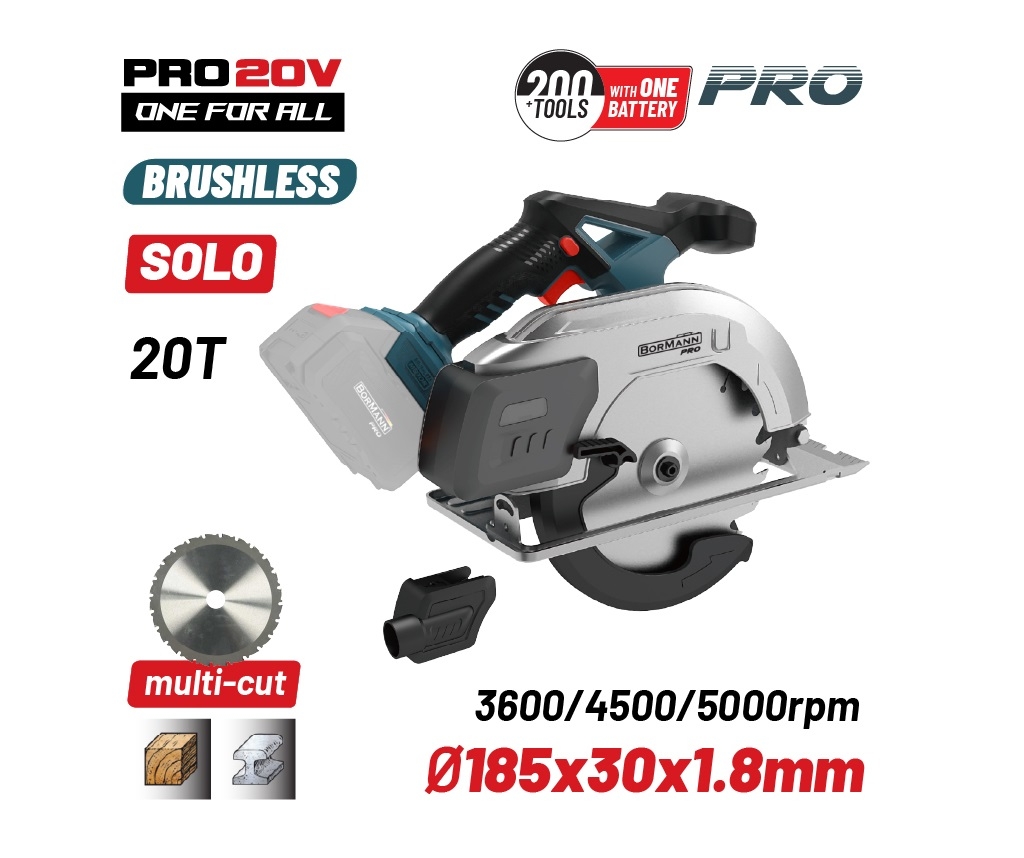 Εργαλεία μπαταρίας - BORMANN Pro BBP5355 Δισκοπρίονο Ξύλου/Μετάλλου Μπαταρίας 20V,Li-Ion,3600/4500/5000rpm,Κοπή 64mm,SOLO