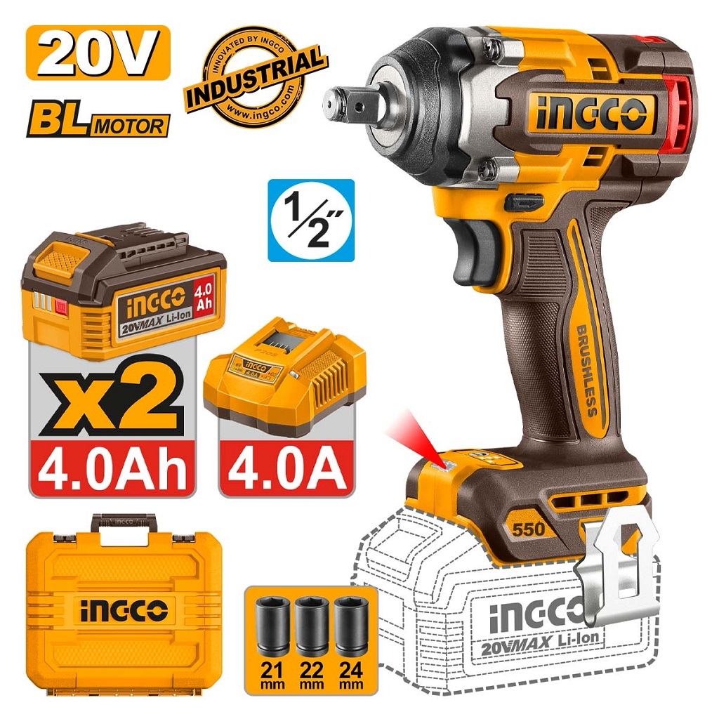 Cordless Power Tools - Μπουλονόκλειδο Κρουστικό Μπαταρίας 20V Li-Ion 550-700Nm με AI