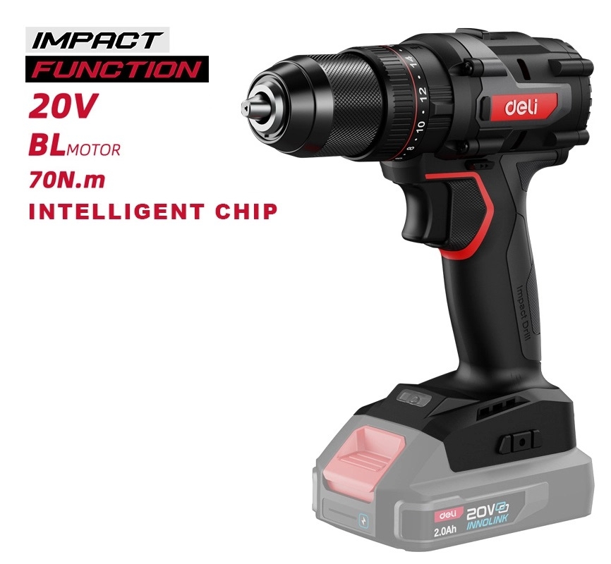 Cordless Power Tools - DELI κρουστικό δραπανοκατσάβιδο μπαταρίας DE-CZ20-1, Brushless, 20V, 70N.m