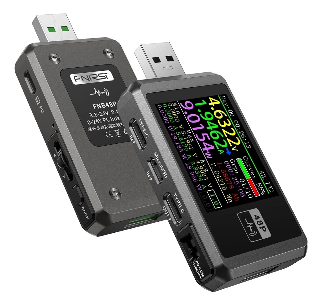 FNIRSI USB tester φόρτισης FNB48P, USB/micro USB/USB-C - Extras FNIRSI USB tester φόρτισης FNB48P, USB/micro USB/USB-C - Extras