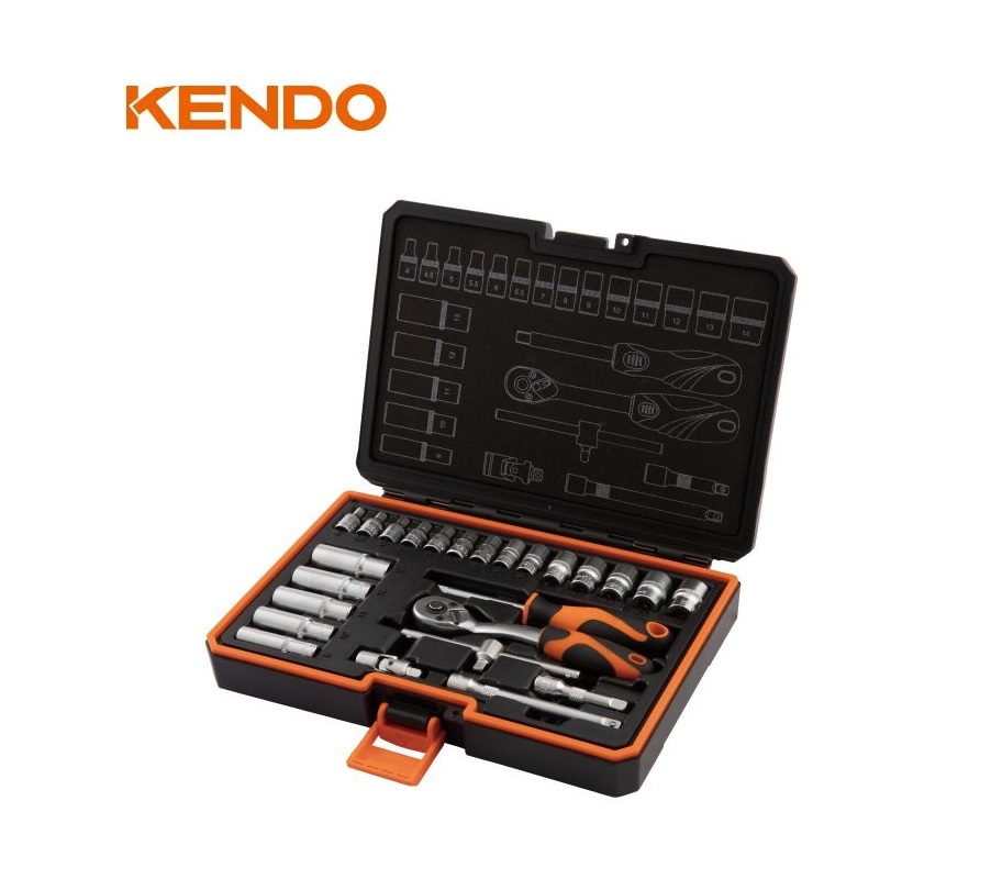 Εργαλεία Χειρός - Kendo 90561 Σετ Καστάνια με Καρυδάκια 1/4′ 25TMX