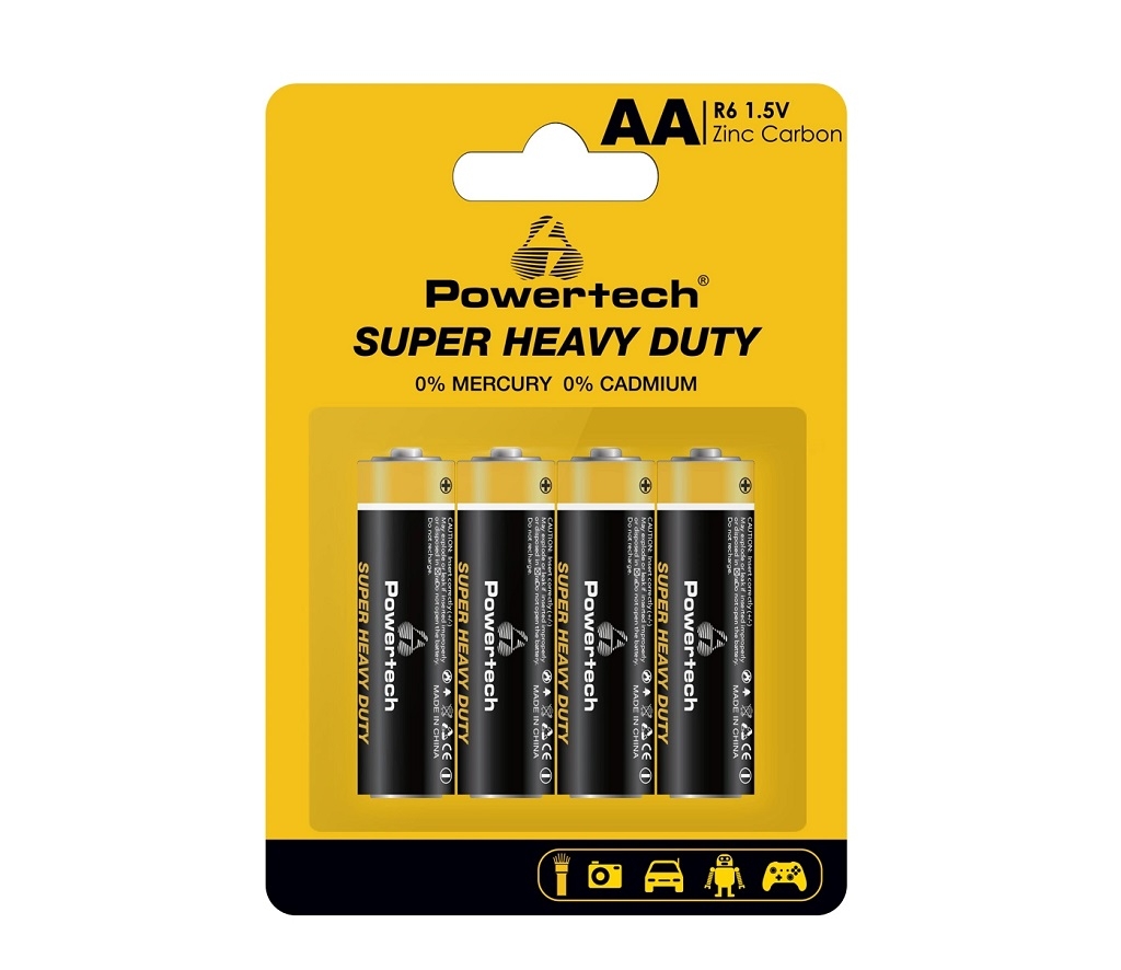 Εξαρτήματα - Αναλώσιμα - POWERTECH μπαταρίες Zinc Carbon Super Heavy Duty PT-1219, AA, 1.5V, 4τμχ