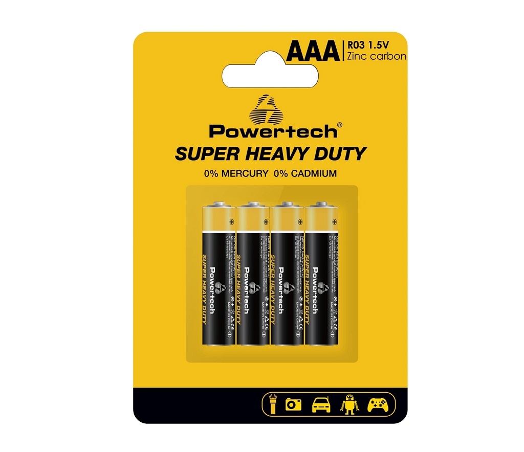 POWERTECH μπαταρίες Zinc Carbon Super Heavy Duty PT-1218, AAA 1.5V, 4τμχ - Alkaline / Rechargeable batteries POWERTECH μπαταρίες Zinc Carbon Super Heavy Duty PT-1218, AAA 1.5V, 4τμχ - Alkaline / Rechargeable batteries