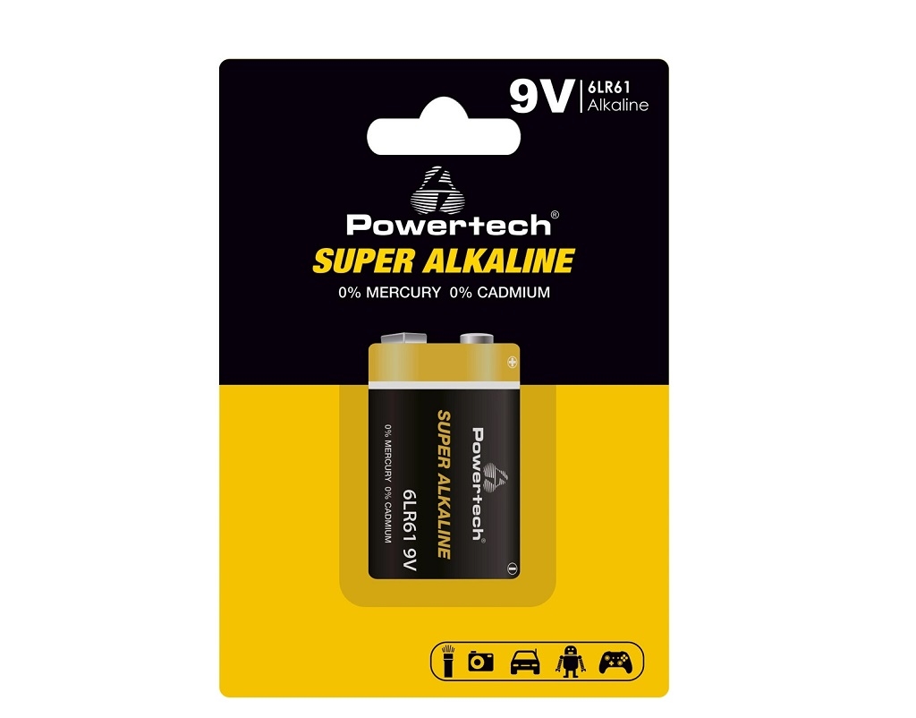 POWERTECH αλκαλική μπαταρία Super Alkaline PT-1215, 9V, 1τμχ - Alkaline / Rechargeable batteries POWERTECH αλκαλική μπαταρία Super Alkaline PT-1215, 9V, 1τμχ - Alkaline / Rechargeable batteries