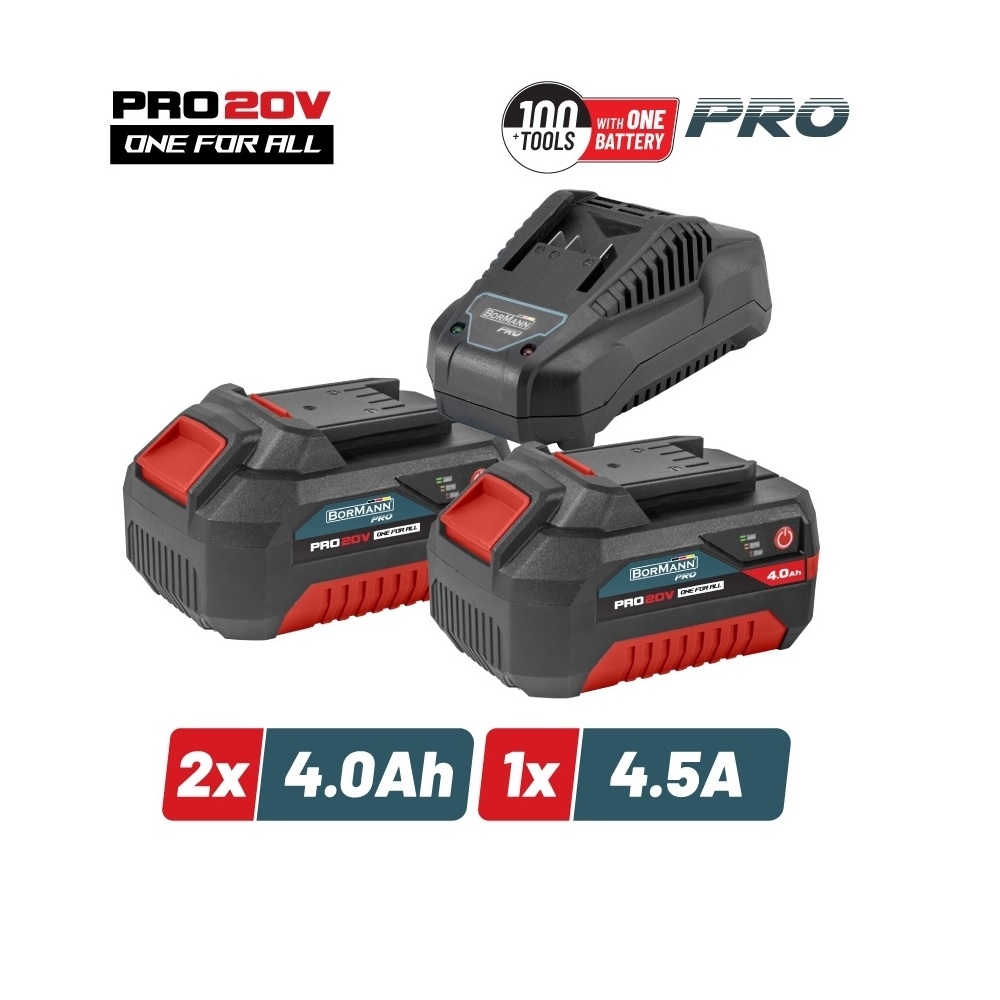 Εξαρτήματα - Αναλώσιμα - BORMANNN Pro BBP9866 Starter Kit 20V,Μπαταρίες 2x6.0Ah &amp;amp;amp; Διπλός Ταχυφορτιστής ,Li-Ion,4.5A