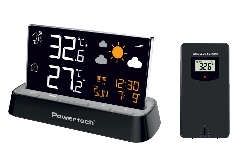 POWERTECH ψηφιακός μετεωρολογικός σταθμός PT-1658 με ασύρματο εξωτερικό αισθητήρα, ξυπνητήρι, μαύρος - Extras POWERTECH ψηφιακός μετεωρολογικός σταθμός PT-1658 με ασύρματο εξωτερικό αισθητήρα, ξυπνητήρι, μαύρος - Extras