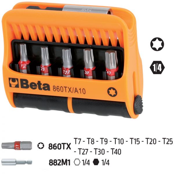 Εργαλεία Χειρός - Κασετίνα+10 μύτες Torx 1/4"