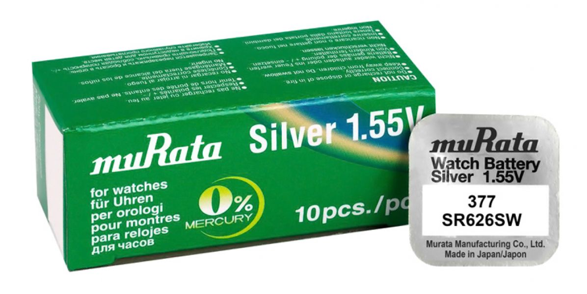 MURATA μπαταρία Silver Oxide για ρολόγια SR626SW, 1.55V, No 377, 10τμχ - Αλκαλικές / Επαναφορτιζόμενες Μπαταρίες MURATA μπαταρία Silver Oxide για ρολόγια SR626SW, 1.55V, No 377, 10τμχ - Αλκαλικές / Επαναφορτιζόμενες Μπαταρίες