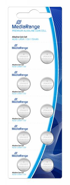 MEDIARANGE Premium αλκαλικές μπαταρίες AG10 LR54, 1.5V, 10τμχ - Αλκαλικές / Επαναφορτιζόμενες Μπαταρίες MEDIARANGE Premium αλκαλικές μπαταρίες AG10 LR54, 1.5V, 10τμχ - Αλκαλικές / Επαναφορτιζόμενες Μπαταρίες