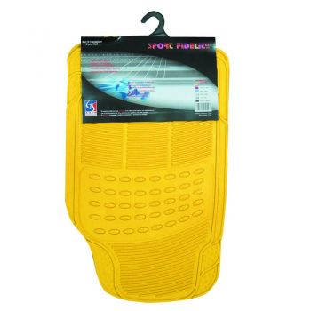 Πατάκια Αυτοκινήτου Universal Από Λάστιχο Sport Fidelity Κίτρινο 5 Τεμάχια - Caps - Mats