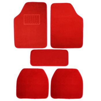 Πατάκια Αυτοκινήτου Universal Μοκέτα Luxury  Κόκκινο 5 Τεμάχια - Caps - Mats