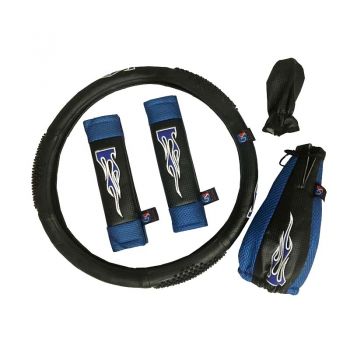 Κάλυμμα Τιμονιού Αυτοκινήτου Δερματίνη Flame Μπλε Medium 38cm - Steering wheel covers