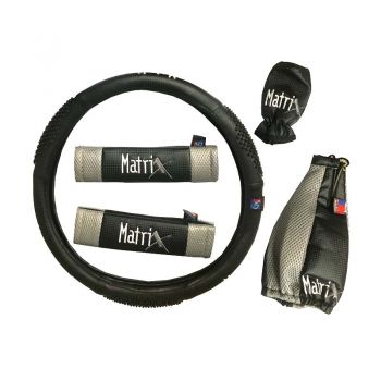 Κάλυμμα Τιμονιού Αυτοκινήτου Δερματίνη Matrix Γκρι Medium 38cm - Steering wheel covers