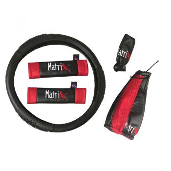 Κάλυμμα Τιμονιού Αυτοκινήτου Δερματίνη Matrix Κόκκινο Medium 38cm - Steering wheel covers