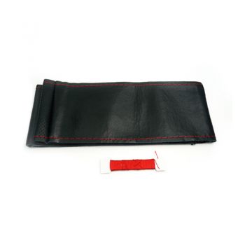 Κάλυμμα Τιμονιού Αυτοκινήτου Δερμάτινο Ραφτό Μαύρο/Κόκκινο Medium 38cm - Steering wheel covers