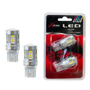 Λάμπες Led T20 W21/5W / 7443 W3X16Q  Διπολικές 14 Smd 4watt 12volt Λευκές X-Tec 2 Τεμάχια - Headlights - Xenon - Bulbs