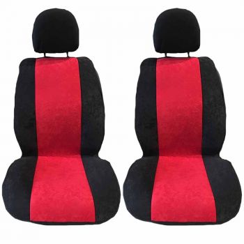 Πλατοκαθίσματα Μπροστινά Alcadara Μαύρο-Κόκκινο Super Fresh 2 Τεμάχια - Cases - Stands - Covers