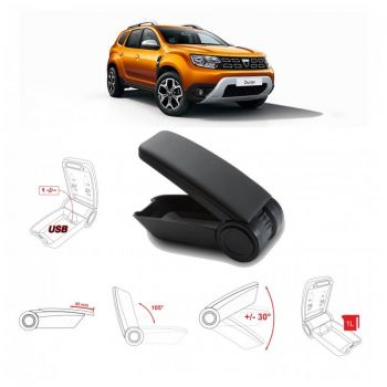 Κονσόλα Χειροφρένου Τεμπέλης Armster OE1 Με Usb Για Dacia Duster 2018+ Χωρίς Εργοστασιακό Τεμπέλη Μαύρο Χρώμα - Consoles