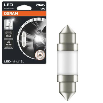 Λάμπα Led Σωληνωτή 36mm C5W SV8.5-8 12volt 0.6 watt 6000k Osram 6418DWP-01B 1 Τεμάχιο - Headlights - Xenon - Bulbs