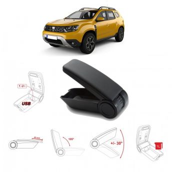 Κονσόλα Χειροφρένου Τεμπέλης Armster OE1 Με Usb Για Dacia Duster 2018-2019  Με Εργοστασιακό Τεμπέλη Μαύρο Χρώμα - Consoles