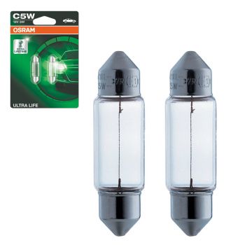 Λάμπα Σωληνωτή 36mm C5W SV8.5-8 12V 5W Ultra Life Osram 6418ULT 2 Τεμάχια - Headlights - Xenon - Bulbs