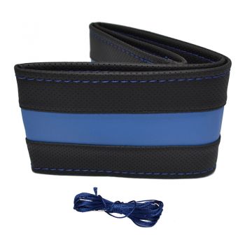 Κάλυμμα Τιμονιού Αυτοκινήτου Otom Stitching Δερματίνη Ραφτό Εξώγαζο Μαύρο - Μπλε Medium 37-39cm DK-302 - Cases - Stands - Covers