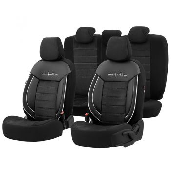 Καλύμματα Αυτοκινήτου Otom Comfortline Design Universal Sued / Rachel / Δερματίνη Σετ Εμπρός / Πίσω 11 Τεμαχίων Μαύρο Με Άσπρο Ρέλι CMF-217 - Cases - Stands - Covers