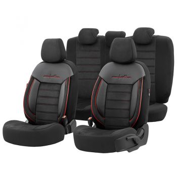 Καλύμματα Αυτοκινήτου Otom Comfortline Design Universal Sued / Rachel / Δερματίνη Σετ Εμπρός / Πίσω 11 Τεμαχίων Μαύρο Με Κόκκινο Ρέλι CMF-218 - Cases - Stands - Covers