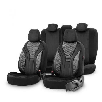 Καλύμματα Αυτοκινήτου Otom Infinity Design Universal Sued / Δερματίνη Καπιτονέ / Rachel Σετ Εμπρός / Πίσω 11 Τεμαχίων Μαύρο Με Άσπρη Ραφή INF-2003 - Cases - Stands - Covers