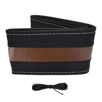 Κάλυμμα Τιμονιού Αυτοκινήτου Otom Stitching Δερματίνη Ραφτό Εξώγαζο Μαύρο - Καφέ Medium 37-39cm DK-304 - Cases - Stands - Covers