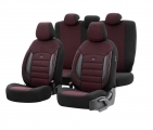 Car Covers Otom Sport Plus Design Universal Cotton Fabric / Rachel / Leather Set Front / Rear 11 Pieces Black With Burgundy SPTPLS-103 - Cases - Stands - Covers