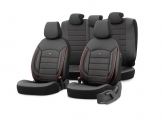 Καλύμματα Αυτοκινήτου Otom Inspire Design Universal Full Δερματίνη Σετ Εμπρός / Πίσω 11 Τεμαχίων Μαύρο Με Κόκκινη Ραφή INS-3503 - Cases - Stands - Covers
