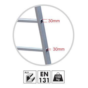 Διπλή Σκάλα Επεκτεινόμενη Αλουμινίου 2 x 8 Σκαλοπάτια GeHOCK - Ladders