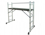 Bormann - BHL9090 Polymorphic Aluminum Scaffolding 3 In 1, 5+5 Steps With Stabilization Bar - Ladders