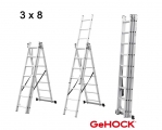 Τριπλή Σκάλα Επεκτεινόμενη Αλουμινίου 3 x 8 Σκαλοπάτια GeHOCK - Ladders