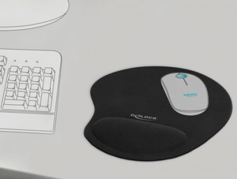 DELOCK mousepad 12040 με gel στήριγμα καρπού, 230 x 202mm, μαύρο - Περιφερειακά PC