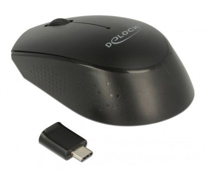 DELOCK Wireless mini Mouse, Οπτικό, USB Type-C receiver, 3-button, μαύρο - Περιφερειακά PC