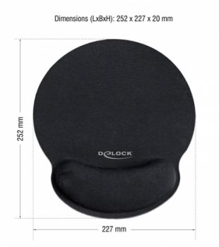 DELOCK Mousepad 12559 με στήριγμα καρπού, 252 x 227mm, μαύρο - Περιφερειακά PC