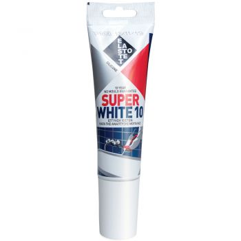 ELASTOTET SUPER WHITE 10 ΣΙΛΙΚΟΝΗ ΑΝΤΙΒΑΚΤΗΡΙΔΙΑΚΗ-ΑΝΤΙΜΟΥΧΛΙΚΗ 80ml - ΔΙΑΦΑΝΟ-ΧΡΩΜΑ - Adhesives - Silicones
